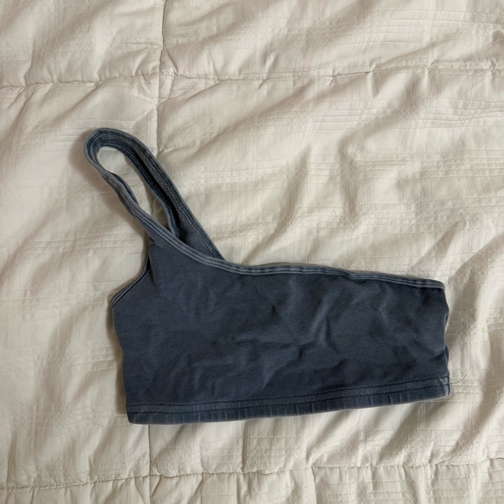 One-Shoulder grayish blue TNA Bralette